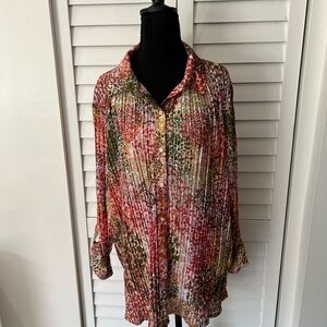 Women's Floral Blouse - Pink and Green